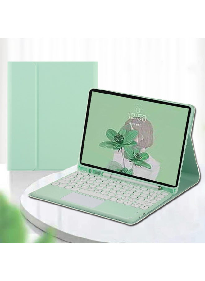 Generic - Digital Computer/ipad Protective Case/ipad Cover - Elegant Floral Design - Shockproof Drop Protection Scratch Resistant-Color:Black + Black Background White Key Ordinary Round Keyboard + Mouse-Product Type:2025 Ipad 11 (a16)/ipad 10th Generation 10.9 2022 - Image 1