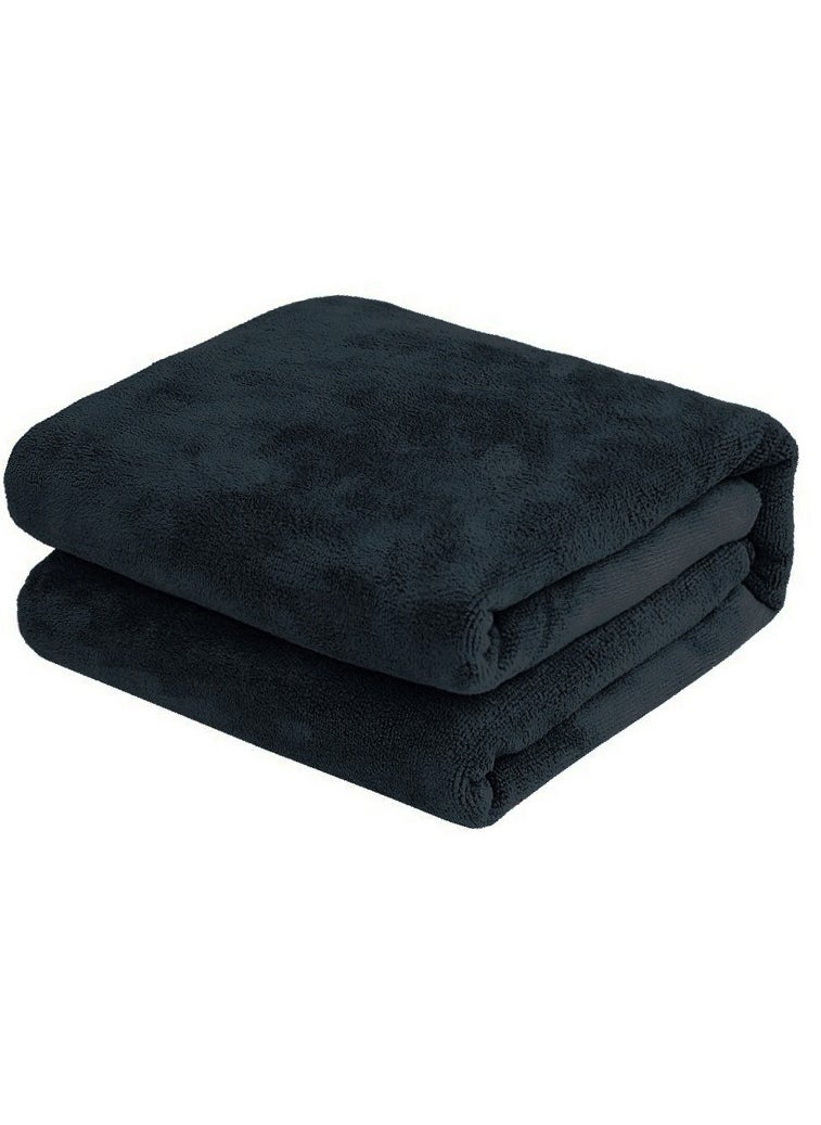 Fabienne 2-Piece Microfiber Bath Sheet Black 80x160cm Soft and Durable Microfiber Beach Towel Super Absorbent and Fast Drying Microfiber Bath Towel Large for Sports, Travel, Beach, Fitness and Yoga  - Image 3