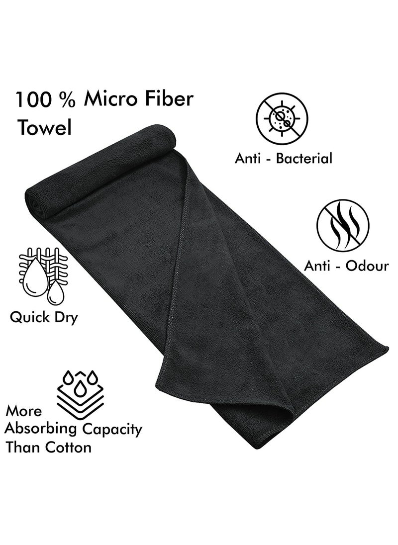 Fabienne 2-Piece Microfiber Bath Sheet Black 80x160cm Soft and Durable Microfiber Beach Towel Super Absorbent and Fast Drying Microfiber Bath Towel Large for Sports, Travel, Beach, Fitness and Yoga  - Image 2