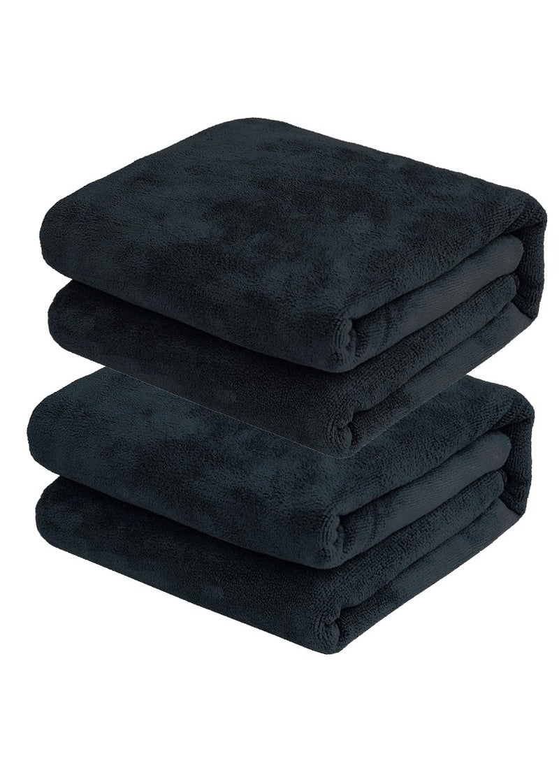 Fabienne 2-Piece Microfiber Bath Sheet Black 80x160cm Soft and Durable Microfiber Beach Towel Super Absorbent and Fast Drying Microfiber Bath Towel Large for Sports, Travel, Beach, Fitness and Yoga - Image 1