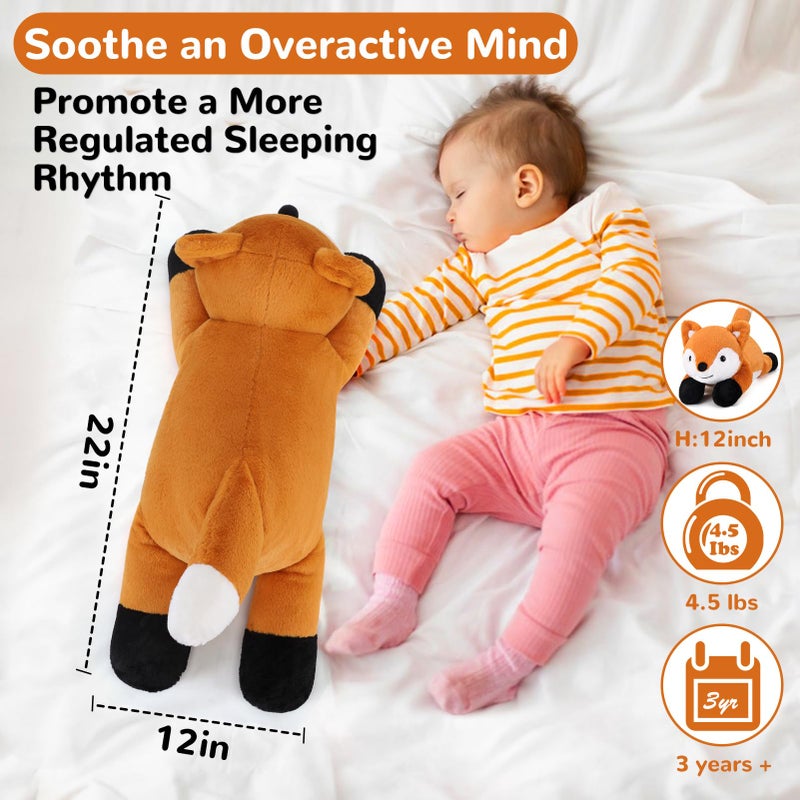 gnomantic Fox Weighted Stuffed Animals - 22 Inch 4.5 Pounds Weighted Plushies Fox - Big Plush Stuffed Animals Pillow - Cute Plush Toys Gifts for Kids & Adults - Image 4