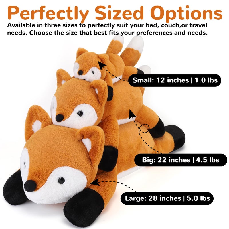 gnomantic Fox Weighted Stuffed Animals - 22 Inch 4.5 Pounds Weighted Plushies Fox - Big Plush Stuffed Animals Pillow - Cute Plush Toys Gifts for Kids & Adults - Image 5