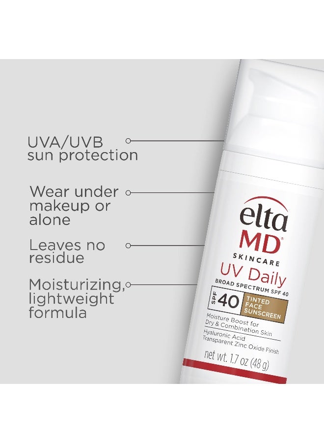 EltaMD UV Daily Tinted SPF 40 Face Sunscreen Moisturizer with Zinc Oxide Tinted Daily Face Moisturizer with SPF Sunscreen for Dry Skin17 oz Pump - Image 2