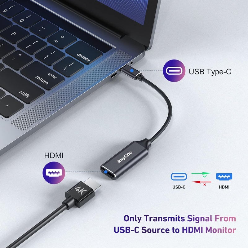 For RayCue USB-C to HDMI Adapter – 4K Ultra HD Type-C to HDMI Converter, Thunderbolt 3/4 Compatible for MacBook, iPhone 15 Pro/Max, iPad Pro/Air, Samsung Galaxy, Surface & More - Image 3