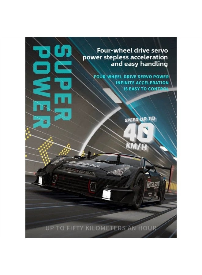 Rc Professional Remote Control Car GTR High Speed Drift Charging Four-wheel Drive Competitive Competition Car Sports Car Children Toy Boy-Color:God Of War Wild Horse Blue Four-wheel Drive + Lighting - Image 5