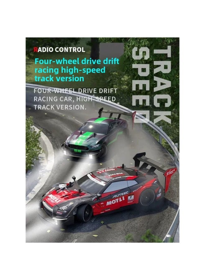 Rc Professional Remote Control Car GTR High Speed Drift Charging Four-wheel Drive Competitive Competition Car Sports Car Children Toy Boy-Color:God Of War Wild Horse Blue Four-wheel Drive + Lighting - Image 2