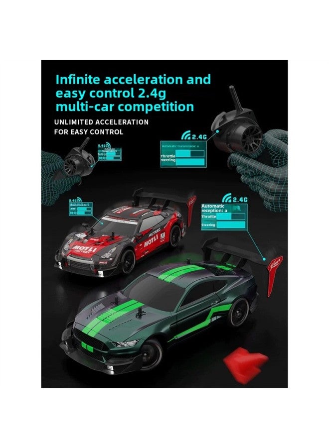 Rc Professional Remote Control Car GTR High Speed Drift Charging Four-wheel Drive Competitive Competition Car Sports Car Children Toy Boy-Color:God Of War Wild Horse Blue Four-wheel Drive + Lighting - Image 3