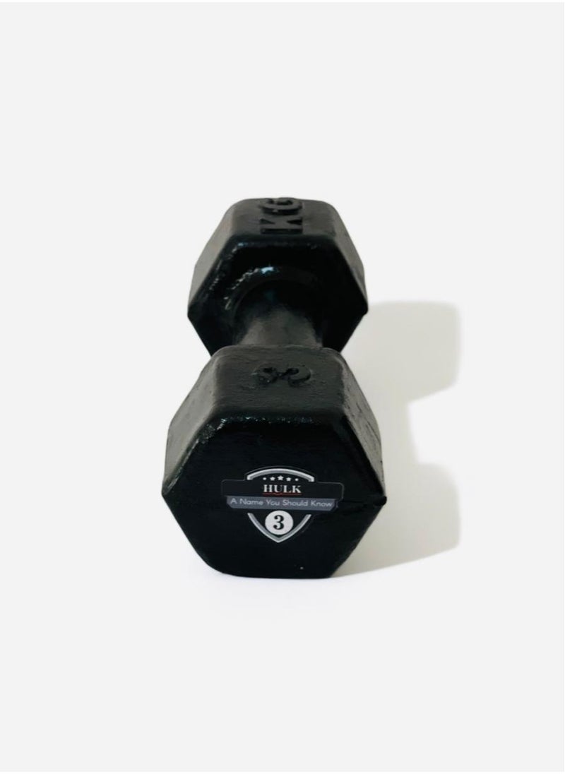 Hulk HULK Dumbbell Set 3KG - Solid Shiny Rubber (2 Pieces)  - Image 2