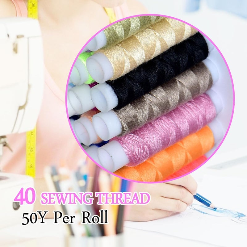 colored bird 40 Spools of Sewing Thread,Gift Box Portable Basic Sewing Repair Kits (Purple) - Image 4