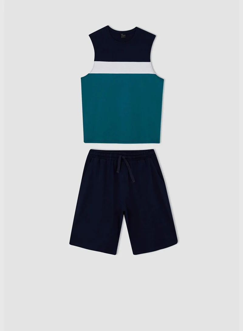 ديفاكتو 2 Pack Man Regular Fit Crew Neck Sleeveless Homewear Knitted Sets