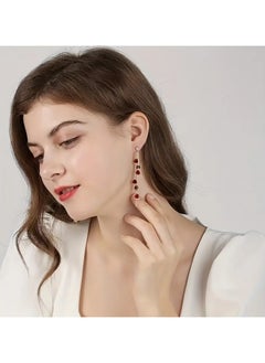 Home Clearance Sale Red Rose Flower Tassel With Shiny zirconia Decor Dangle Earrings Elegant Luxury Style Wedding Banquet Accessories  - Image 5