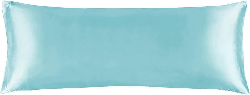 BEDELITE Treated anti-rust metal Satin Body Pillow Cover, Super Soft and Cooling Body Pillow Pillowcase for Hair and Skin, Breathable Silky Full Long Pillowcase Cover(20"x54", Blue) Non sticky surface - Image 1