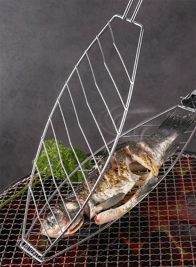 Foldable Barbecue Basket  Stainless Steel with Handle ，For Grilling Vegetable, Fish, Steak, Shrimp - Image 3
