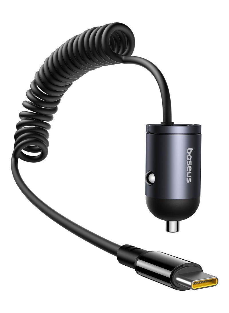 بيسوس شاحن سيارة USB-C صغير من بيسوس بقوة 30 واط مع كابل C+C مرفق - محول شحن سريع مزدوج المنفذ للأجهزة المحمولة - مدمج، متين من سبائك الزنك وPC - Image 1