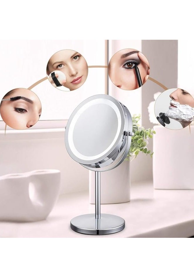 Generic LED Makeup Mirror 7" Vanity Mirror Desktop High-Definition Beauty Mirror 10X Magnifying Double Sided Swivel Cosmetic Mirror 360° Rotation for Dressing Table Bathroom Beauty Salon（Pushbutton switch）  - Image 3