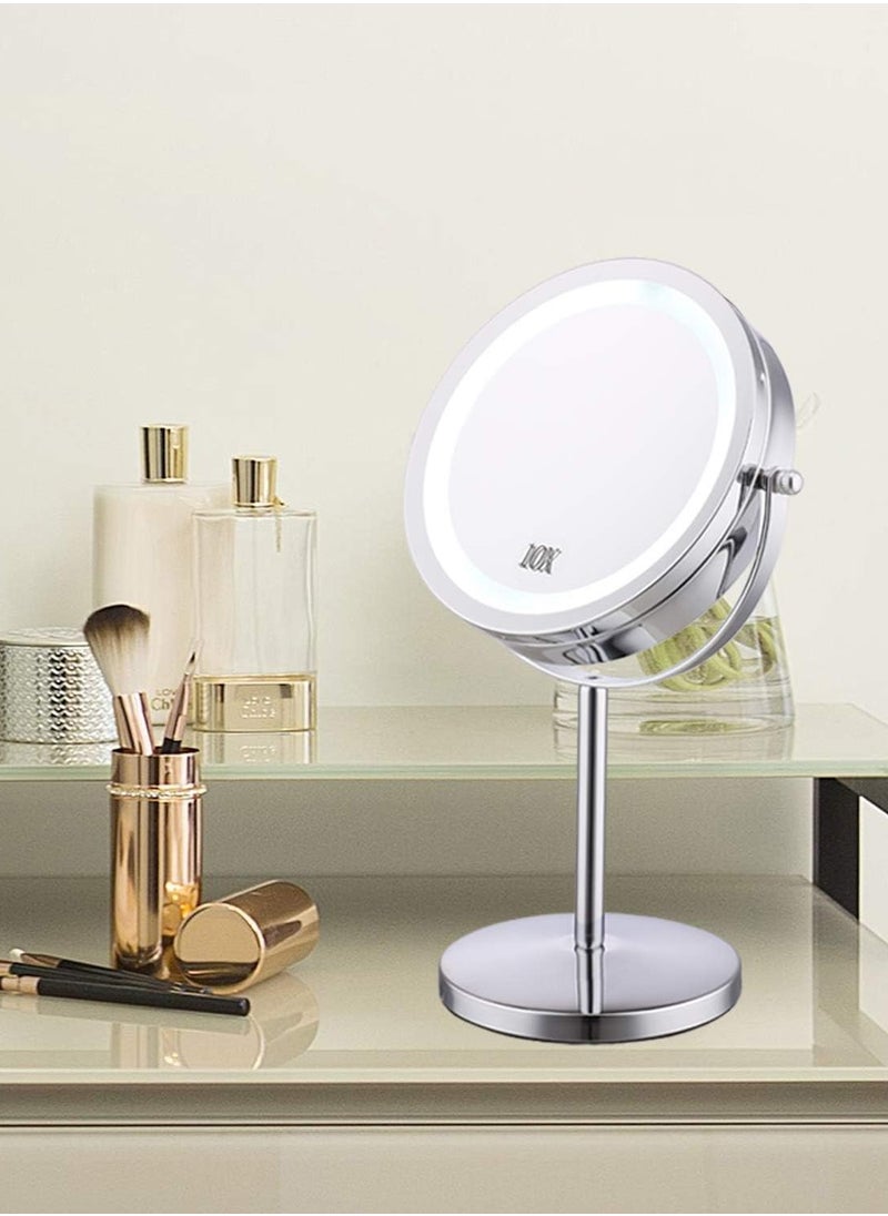 Generic LED Makeup Mirror 7" Vanity Mirror Desktop High-Definition Beauty Mirror 10X Magnifying Double Sided Swivel Cosmetic Mirror 360° Rotation for Dressing Table Bathroom Beauty Salon（Pushbutton switch）  - Image 2