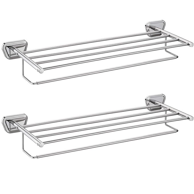 304 GRADE STAINLESS STEEL 24 INCH TOWEL RACK WITH TOWEL ROD WALL MOUNTED HAND TOWEL RAIL FOR KITCHEN AND WASHROOM TOWEL HANGER TOWEL STAND TOWEL HOLDER BATHROOM ACCESSORIES PACK OF 2