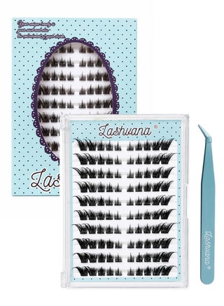100pcs Self Adhesive False Eyelashes DIY Wing-shaped lash clusters Lash Clusters Kit d Curl Pre Glued Wispy Lashes Kit With Tweezers For Beginners, Press On Glueless Individual Lashes Diy Eyelashes. - view 2
