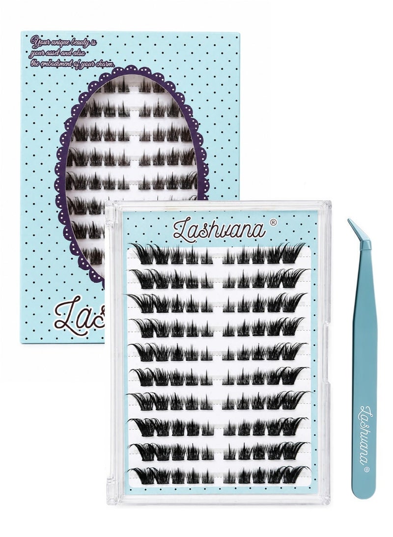lashvana 100pcs Self Adhesive False Eyelashes DIY Wing-shaped lash clusters Lash Clusters Kit d Curl Pre Glued Wispy Lashes Kit With Tweezers For Beginners, Press On Glueless Individual Lashes Diy Eyelashes. - Image 2
