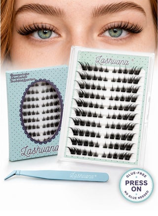 100pcs Self Adhesive False Eyelashes DIY Wing-shaped lash clusters Lash Clusters Kit d Curl Pre Glued Wispy Lashes Kit With Tweezers For Beginners, Press On Glueless Individual Lashes Diy Eyelashes. - view 3