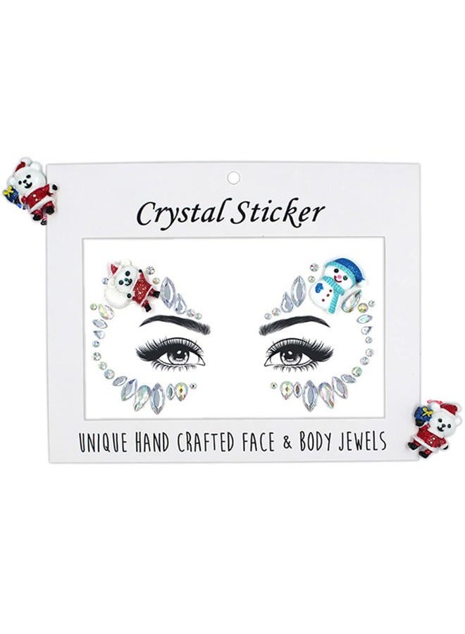 MANGOIT Christmas Face Gems Tattoo Stickers Xmas Body Jewelry Facial Rhinestone Tattoo Santa Claus Snowman Christmas Tree Design Temporary Tattoo Sparkly DIY Jewel Paste for Christmas Halloween Party Carnival - Image 2