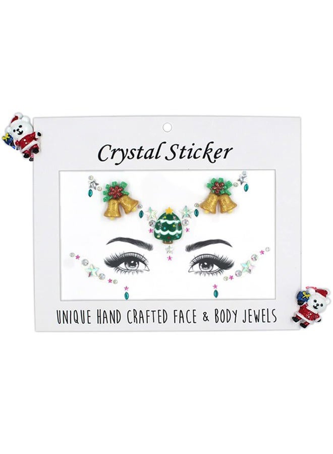 MANGOIT Christmas Face Gems Tattoo Stickers Xmas Body Jewelry Facial Rhinestone Tattoo Santa Claus Snowman Christmas Tree Design Temporary Tattoo Sparkly DIY Jewel Paste for Christmas Halloween Party Carnival - Image 3