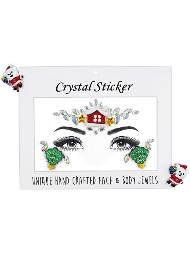 MANGOIT Christmas Face Gems Tattoo Stickers Xmas Body Jewelry Facial Rhinestone Tattoo Santa Claus Snowman Christmas Tree Design Temporary Tattoo Sparkly DIY Jewel Paste for Christmas Halloween Party Carnival - Image 5