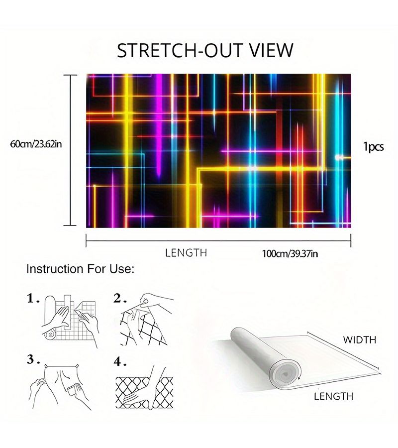 Vinyl Neon Stripe Removable Placemat and Wall Sticker 1pc Style 1 - Image 3