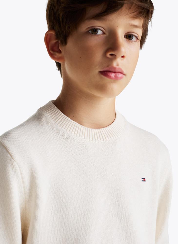 TOMMY HILFIGER - Youth Crew Neck Elbow Patch Regular Sweater - Image 1