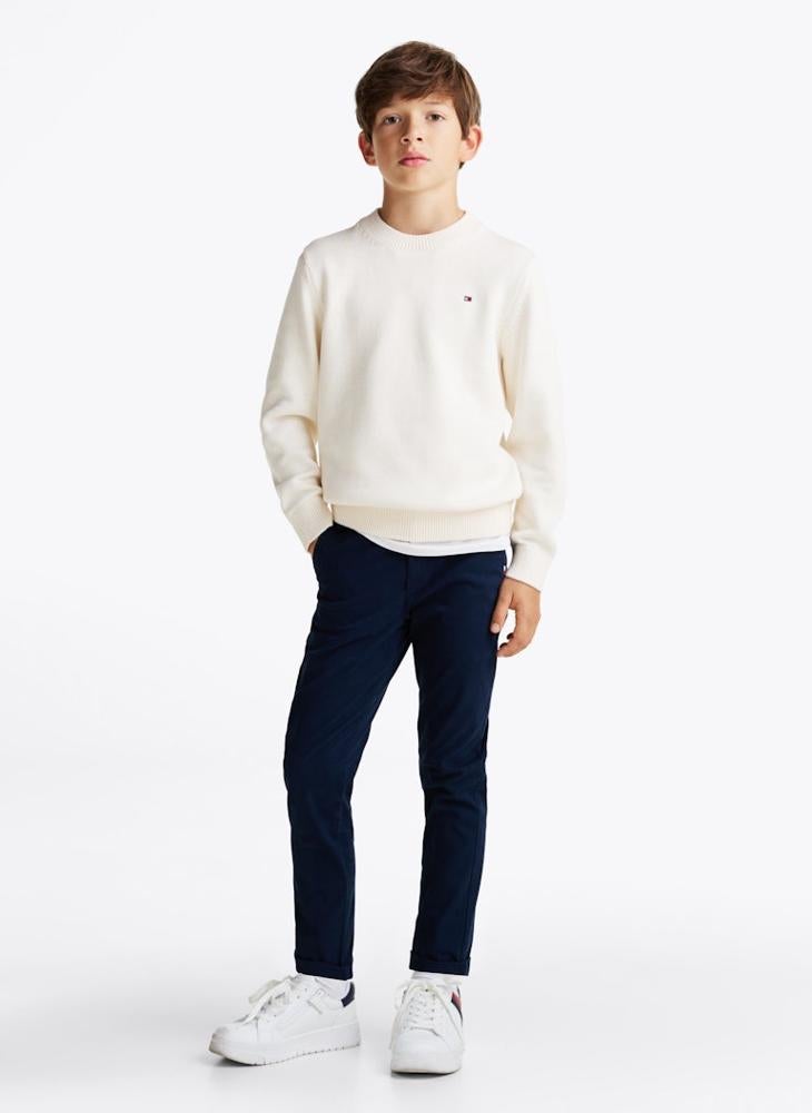 TOMMY HILFIGER - Youth Crew Neck Elbow Patch Regular Sweater - Image 1