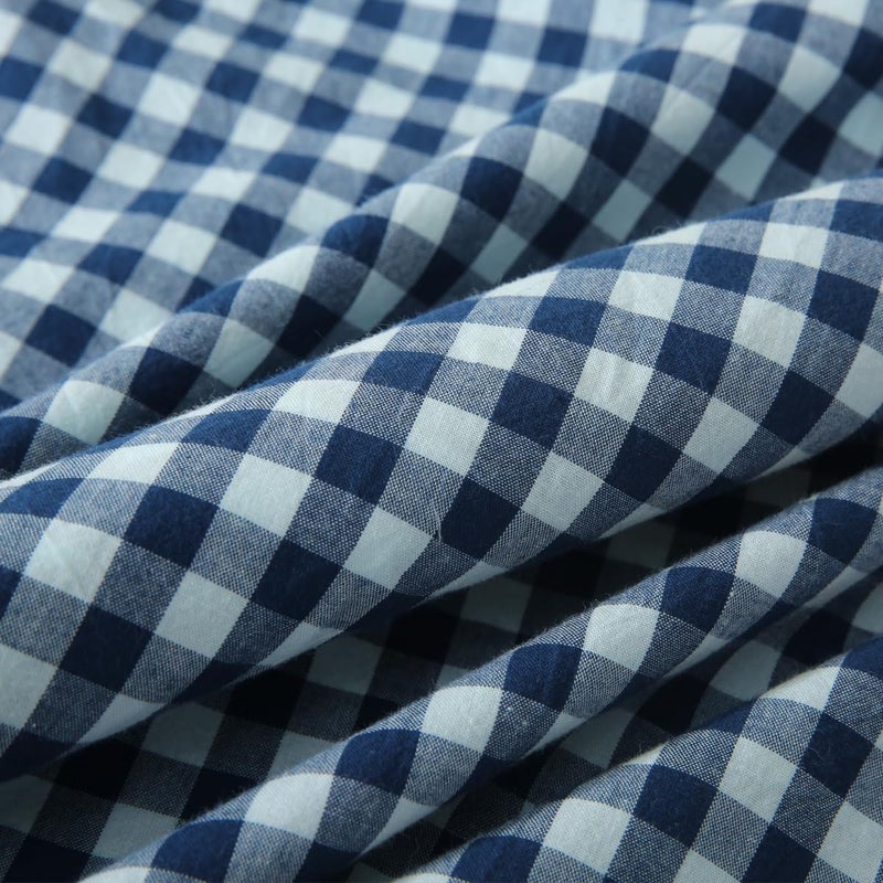 Silnuo 2 Pack Navy Blue/White Plaid Ruffle Throw Pillow Covers Shabby Checkered Chic Washed Cotton Gingham Pillow Shams for Bed, Sofa, Living Room-20"x20" - Image 5