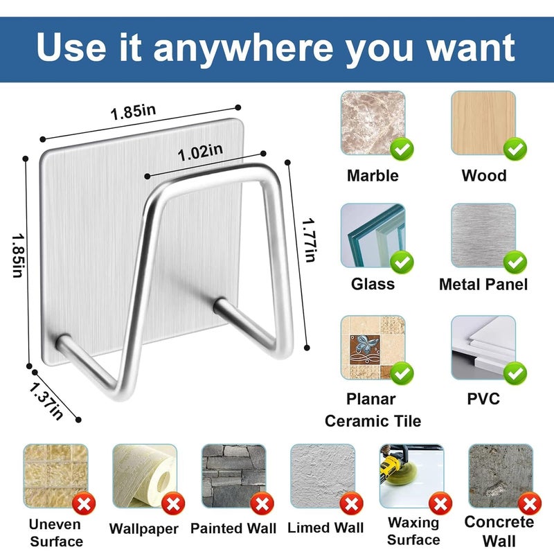 Feinerman 2Pcs Sponge Holder for Kitchen Sink - Stainless Steel Caddy with Adhesive, Sink Organizer for Brushes and Sponges, Compact Waterproof Sponge Holder for Accessories - Image 5