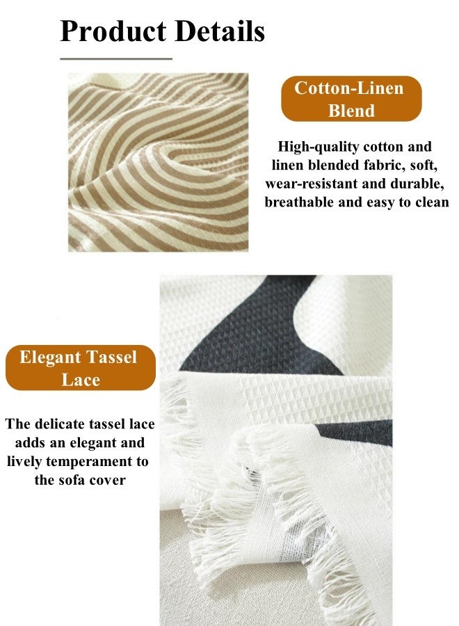Optico Sofa Cover, Boho Couch Cover Non-Slip Couch Sofa Slipcover Sofa Blanket with Tassel Decor Couch Furniture Protector Sofa Throw Blanket for 1/2/3 Seater Sofa, Love Seat, Armchair (3-Size, Brown + Gray) - Image 2