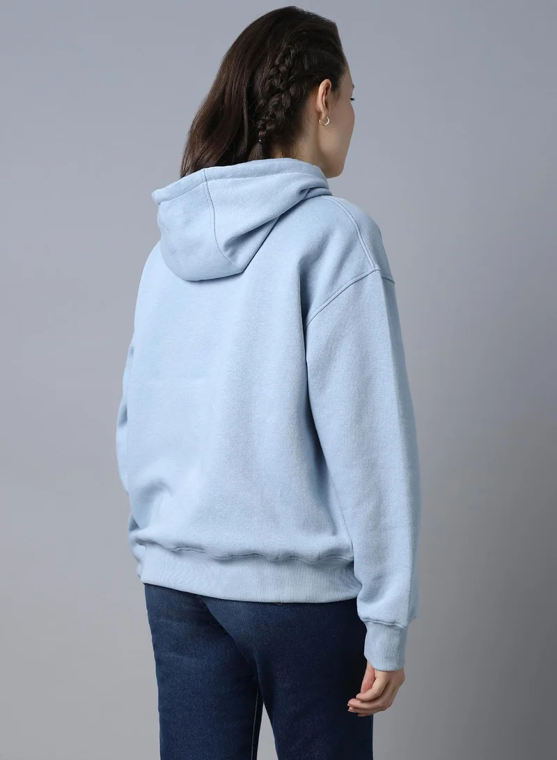 High Star  Women's Blue Cotton Blend Solid Pattern Regular Fit Sweatshirt for Women | Best Price UAE