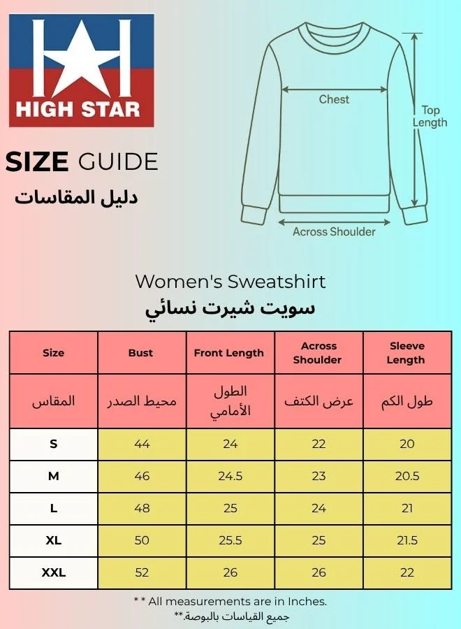 High Star  Women's Blue Cotton Blend Solid Pattern Regular Fit Sweatshirt for Women | Best Price UAE