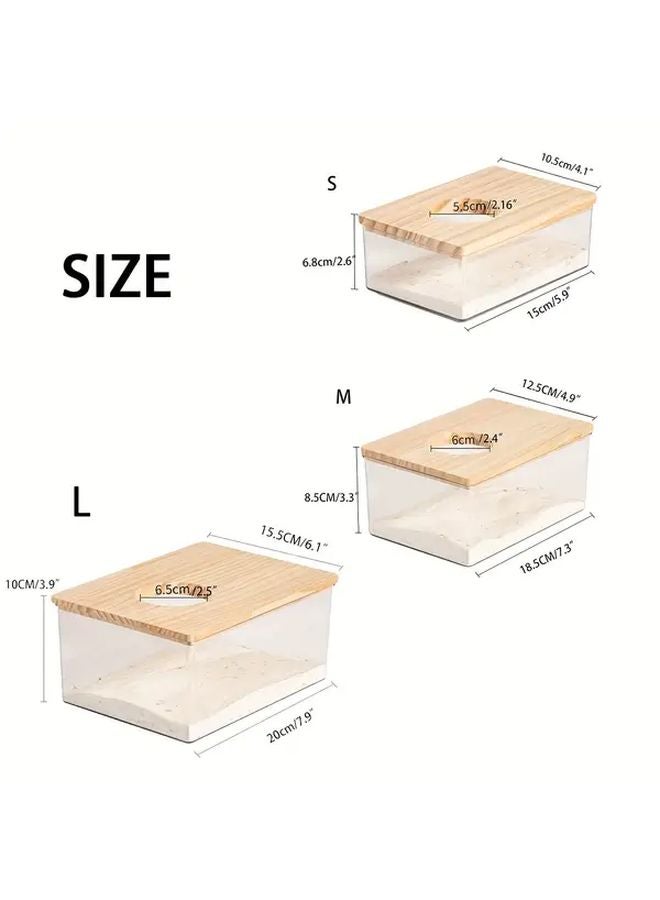 صندوق فضلات الاستحمام للهامستر مزدوج الاستخدام من الأكريليك، مرحاض وحمام اثنان في واحد مع غطاء خشبي - Image 4