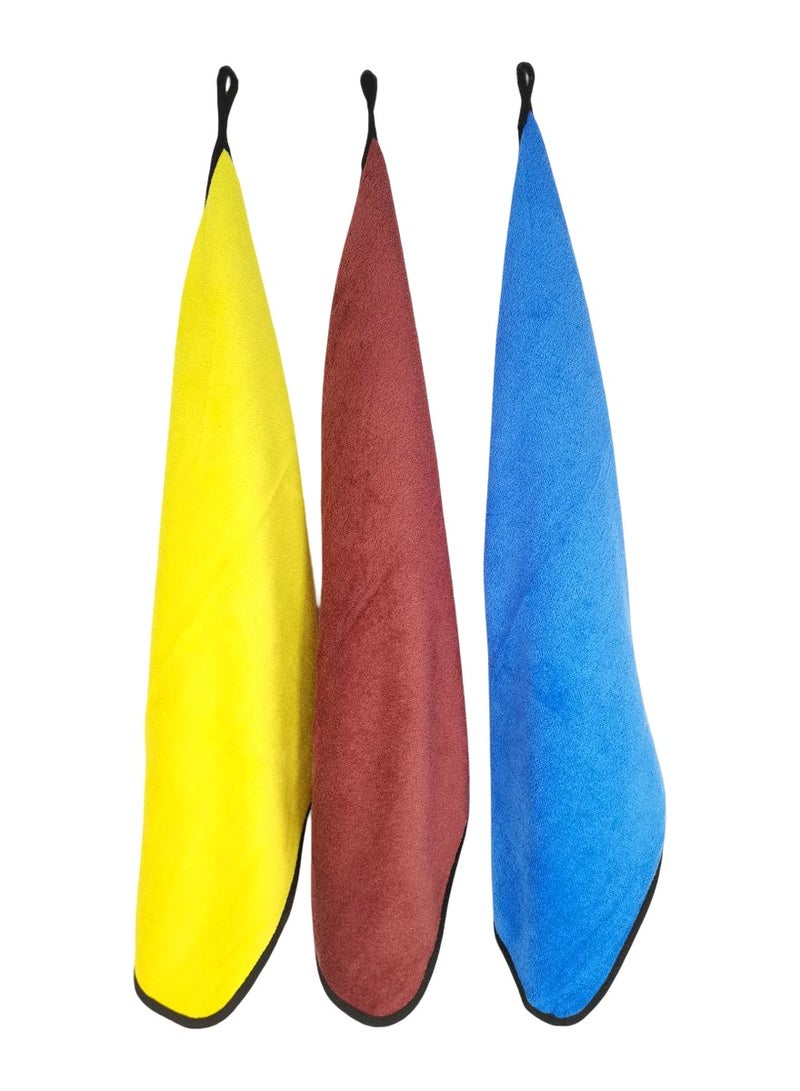 Generic STO ST-12 Microfiber Cleaning Towels Set 3PCS – 40x60cm Each – Blue, Yellow, Brown – Double-Sided, Lint-Free, Super Absorbent, Quick Dry, Reusable, Machine Washable – for Car, Kitchen, Glass, Office, Multi-Surface Use  - Image 3