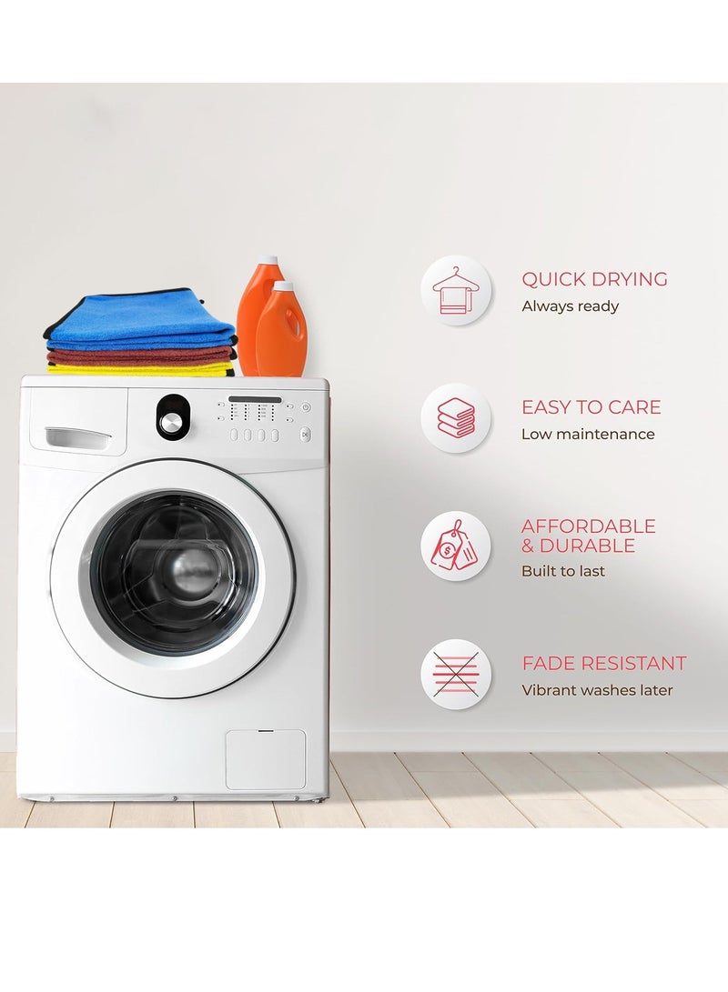 STO ST-12 Microfiber Cleaning Towels Set 3PCS – 40x60cm Each – Blue, Yellow, Brown – Double-Sided, Lint-Free, Super Absorbent, Quick Dry, Reusable, Machine Washable – for Car, Kitchen, Glass, Office, Multi-Surface Use