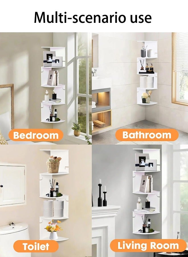 كوزينيست رف كتب زاوية من 5 طبقات، رف جداري عائم ورف تخزين لتوفير المساحة، رف عرض للمساحات الصغيرة، لغرفة المعيشة وغرفة النوم والمكتب والحمام وديكور المنزل - Image 4