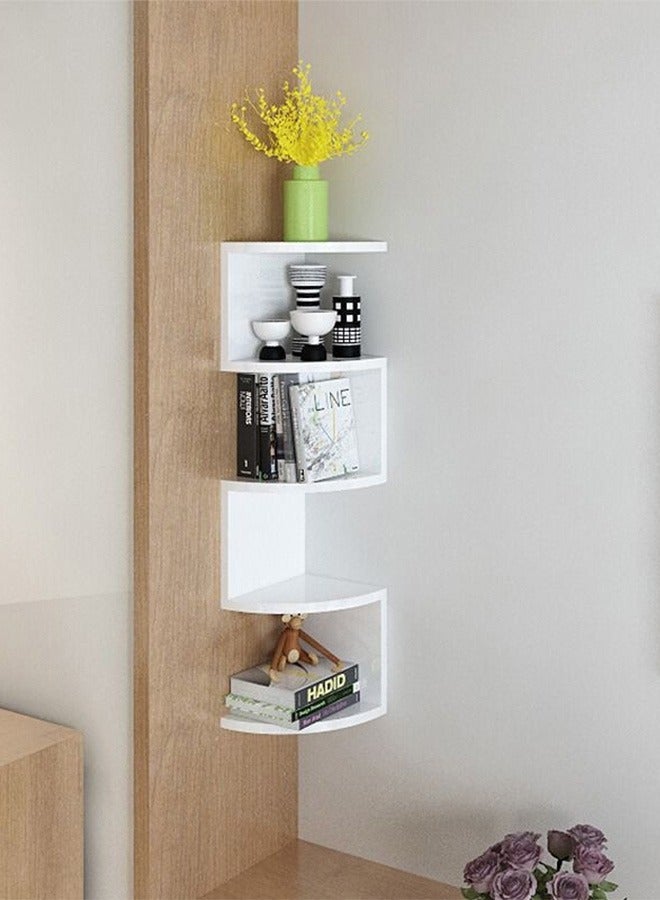 كوزينيست رف كتب زاوية من 5 طبقات، رف جداري عائم ورف تخزين لتوفير المساحة، رف عرض للمساحات الصغيرة، لغرفة المعيشة وغرفة النوم والمكتب والحمام وديكور المنزل - Image 2
