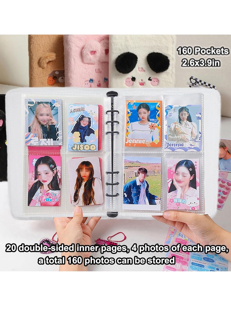 SYOSI Kpop Photocard Album A5 Binder Cartoon Plush Photocard Album with 20 Pcs Inner 3 Inch Photo Album Sleeves in Loose Leaf Refillable 6 Rings Binder Cover Photocard Holder Book for Picture Cards Storage - Image 2