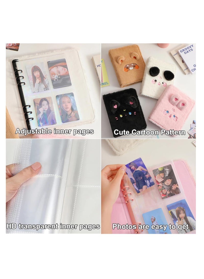 SYOSI Kpop Photocard Album A5 Binder Cartoon Plush Photocard Album with 20 Pcs Inner 3 Inch Photo Album Sleeves in Loose Leaf Refillable 6 Rings Binder Cover Photocard Holder Book for Picture Cards Storage - Image 3