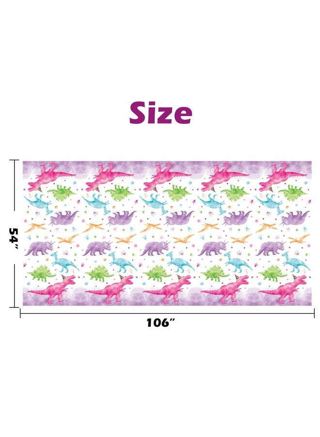 Wernnsai Watercolor Dinosaur Tablecloth  2 Pack 54 X 108 Dinosaur Party Supplies For Kids Girls Dino Theme Birthday Party Decoration Plastic Disposable Printed Rectangular Dining Table Cover - Image 5