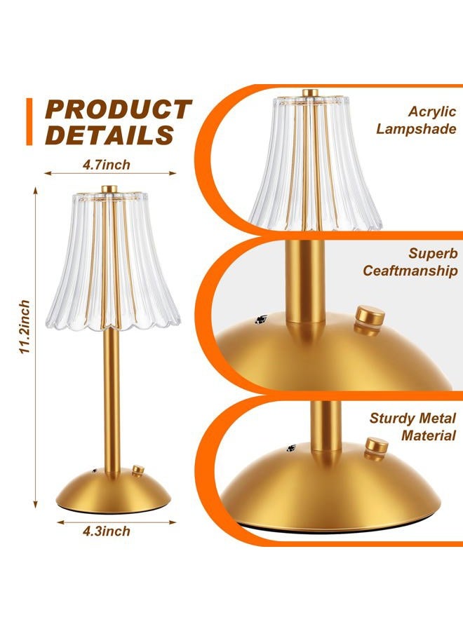 Liliful 1 Pcs LED Portable Cordless Gold Table Lamp Touch Battery Operated Rechargeable Desk Lamp 3 Color Dimmable for Bedroom Living Room Dining (Rose Style) - Image 2