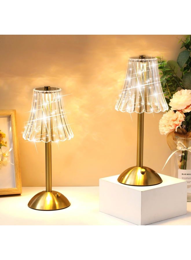 Liliful 1 Pcs LED Portable Cordless Gold Table Lamp Touch Battery Operated Rechargeable Desk Lamp 3 Color Dimmable for Bedroom Living Room Dining (Rose Style) - Image 1