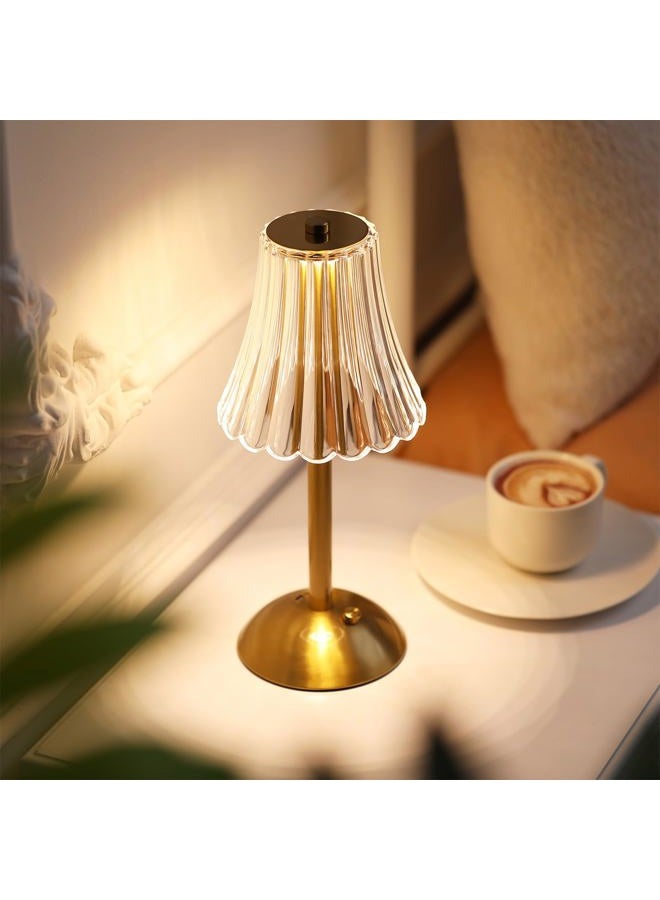 Liliful 1 Pcs LED Portable Cordless Gold Table Lamp Touch Battery Operated Rechargeable Desk Lamp 3 Color Dimmable for Bedroom Living Room Dining (Rose Style) - Image 5