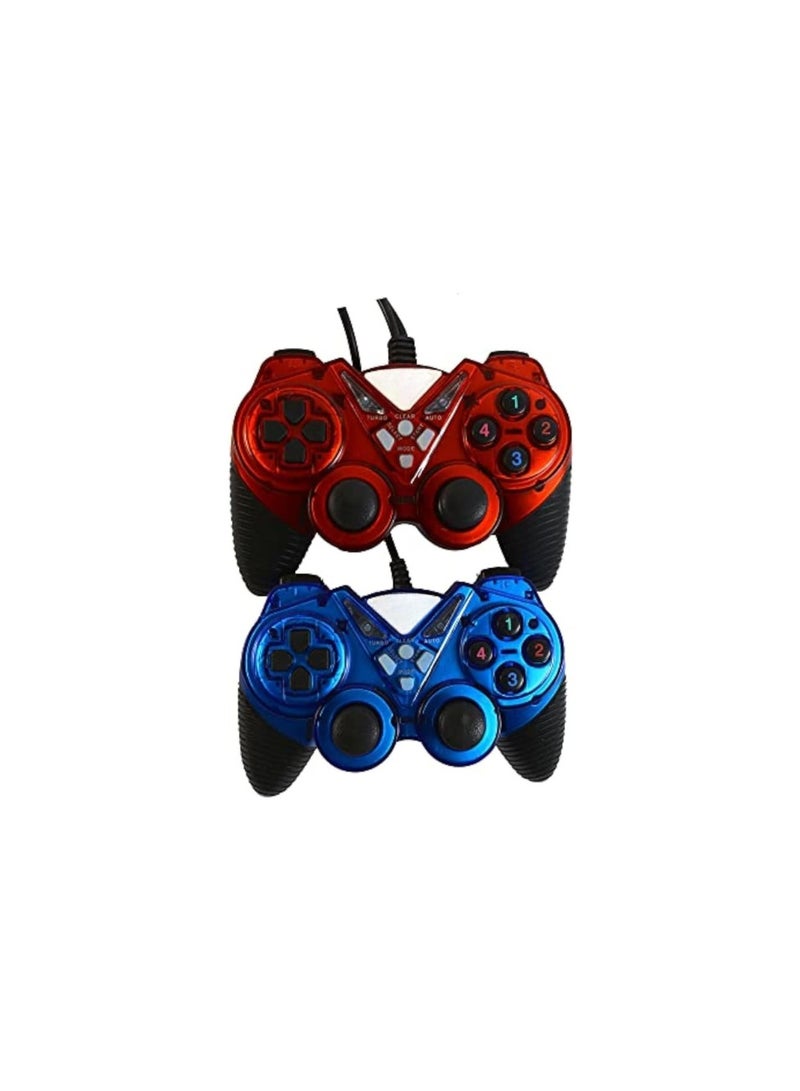 USB 2.0 Double Gamepad with Vibration Function for PC and Laptop – Ergonomic Wired Controller 