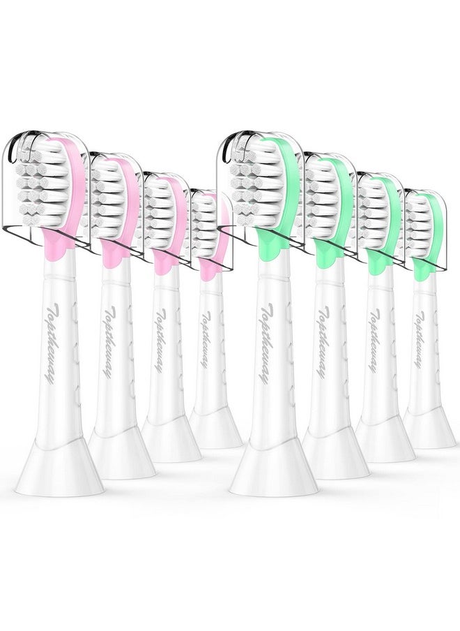 Toptheway - Kids Toothbrush Heads For Philips Sonicare: Soft Electric Replacement Brush Compatible With Phillips Hx6032/94 Hx6321 Hx6340 Hx6042 Hx6320 Hx6330 Compact Head For Child 35 Pink Girl Green Boy 8 Pack - Image 1