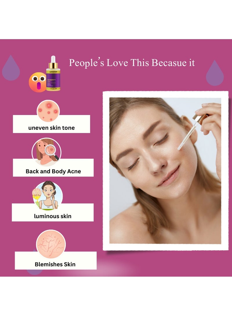 BASPARI Baspari Glycolic Acid Serum 5% with Hyaluronic Acid Serum ,Bright & Anti Dark Spot Face Serum, Instant Glow 30ml  - Image 2