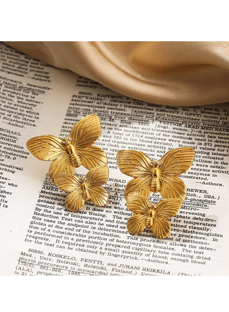 Gold erfly Stud Earrings for Women and Girls, Elegant Dangle Earring Design, Perfect for Special Occasions, Fashion Jewelry - Image 5